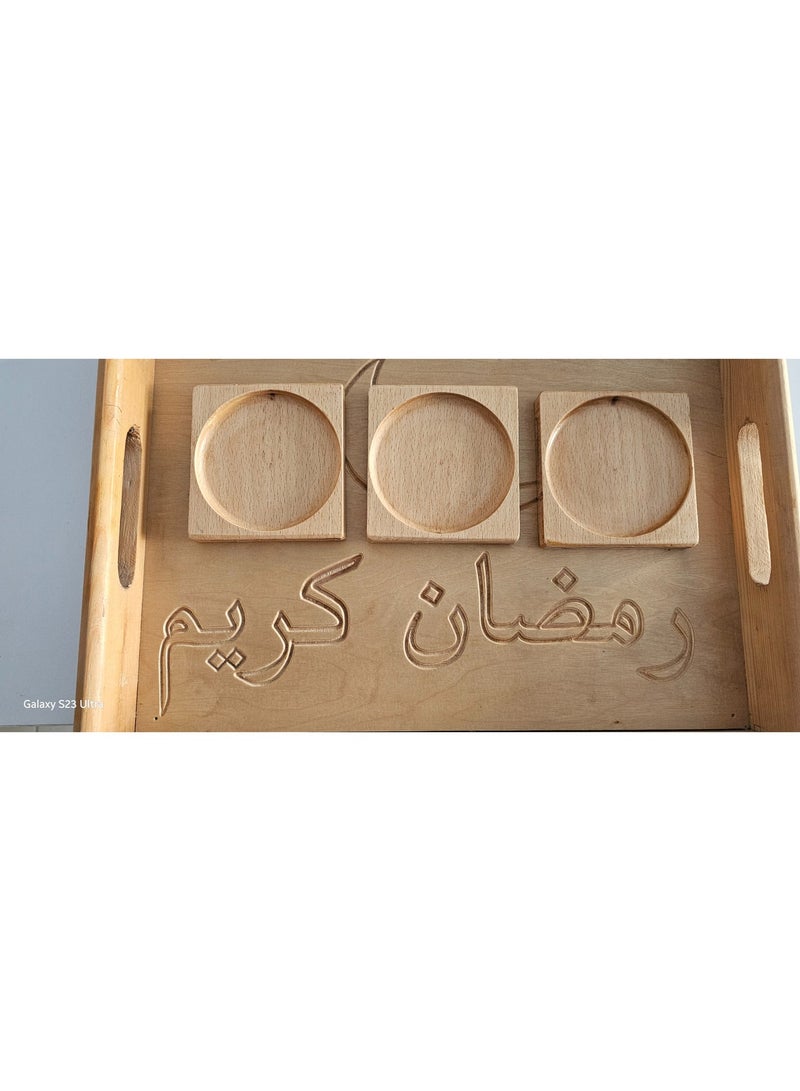ام فرنتشر - كوستر خشبي مجموعة 3 قطع مقاس 10سم*10سم*2سم - Image 3